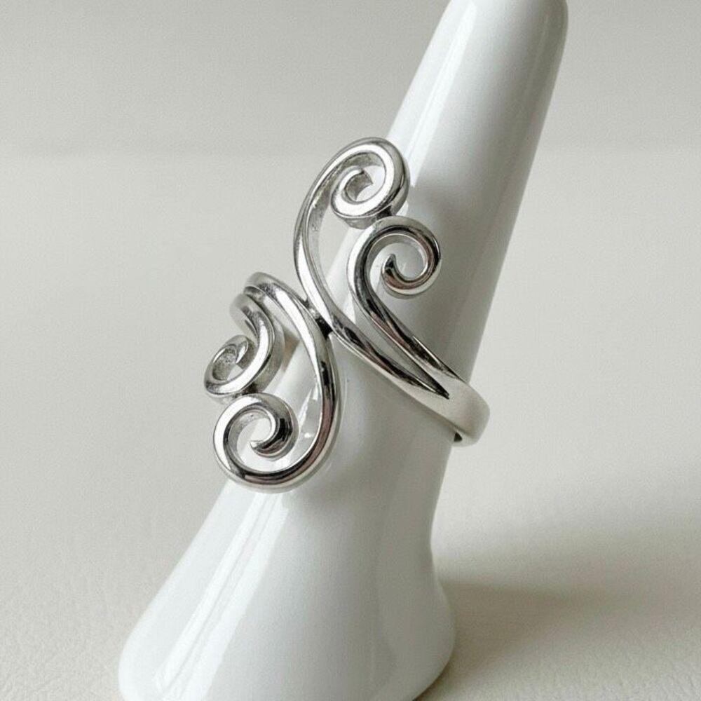 Sterling Silver Split Swirl Ring Womens Casual Statement Jewelry Size 9 New